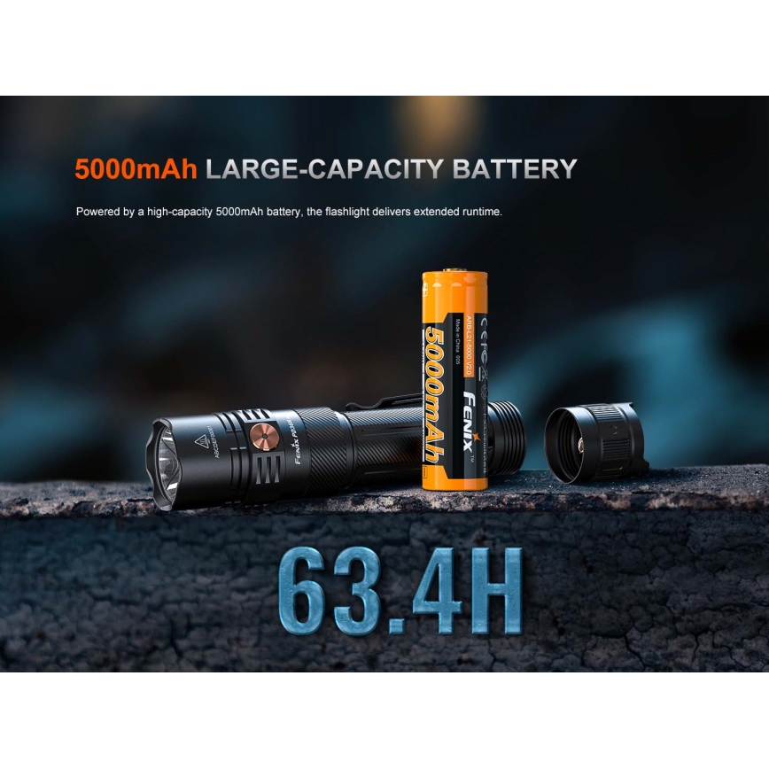 Fenix PD36RACE - LED regulējams uzlādējams lukturis LED/USB 5000 mAh IP68 3000 lm 63,45 h melns