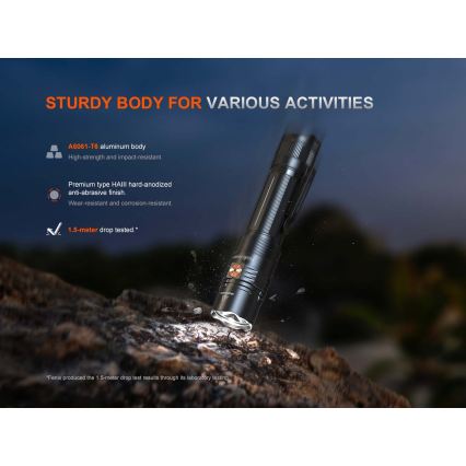 Fenix PD36RACE - LED regulējams uzlādējams lukturis LED/USB 5000 mAh IP68 3000 lm 63,45 h melns