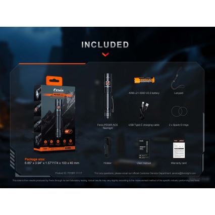 Fenix PD36RACE - LED regulējams uzlādējams lukturis LED/USB 5000 mAh IP68 3000 lm 63,45 h melns