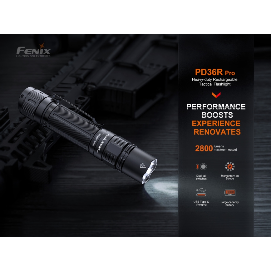 Fenix PD36RPRO - LED Uzlādējams taktiskais lukturītis LED/USB IP68 2800 lm 42 h 5000 mAh