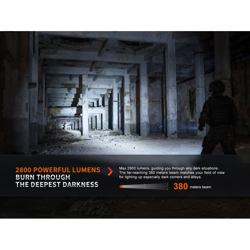 Fenix PD36RPRO - LED Uzlādējams taktiskais lukturītis LED/USB IP68 2800 lm 42 h 5000 mAh