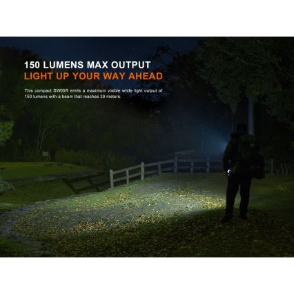 Fenix SW05RREDBLC - LED Aptumšojama uzlādējams lukturītis LED/USB IPX6 150 lm 49 h 700 mAh melna