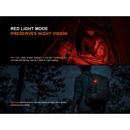 Fenix SW05RREDBLC - LED Aptumšojama uzlādējams lukturītis LED/USB IPX6 150 lm 49 h 700 mAh melna