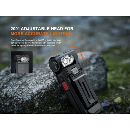 Fenix SW05RREDBLC - LED Aptumšojama uzlādējams lukturītis LED/USB IPX6 150 lm 49 h 700 mAh melna