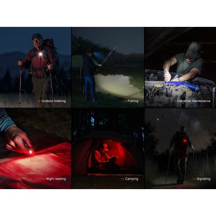 Fenix SW05RREDBLC - LED Aptumšojama uzlādējams lukturītis LED/USB IPX6 150 lm 49 h 700 mAh melna