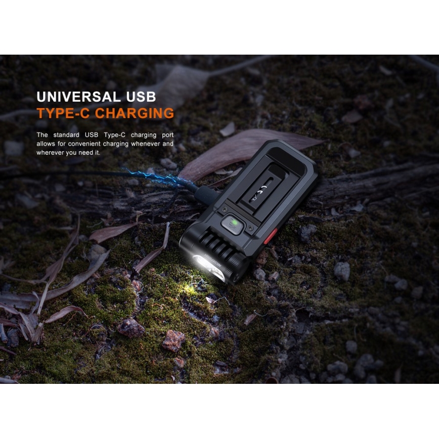 Fenix SW05RREDBLC - LED Aptumšojama uzlādējams lukturītis LED/USB IPX6 150 lm 49 h 700 mAh melna