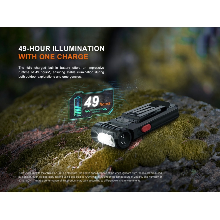Fenix SW05RREDBLC - LED Aptumšojama uzlādējams lukturītis LED/USB IPX6 150 lm 49 h 700 mAh melna