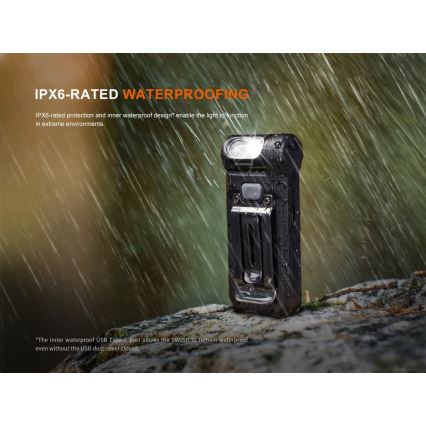 Fenix SW05RREDBLC - LED Aptumšojama uzlādējams lukturītis LED/USB IPX6 150 lm 49 h 700 mAh melna