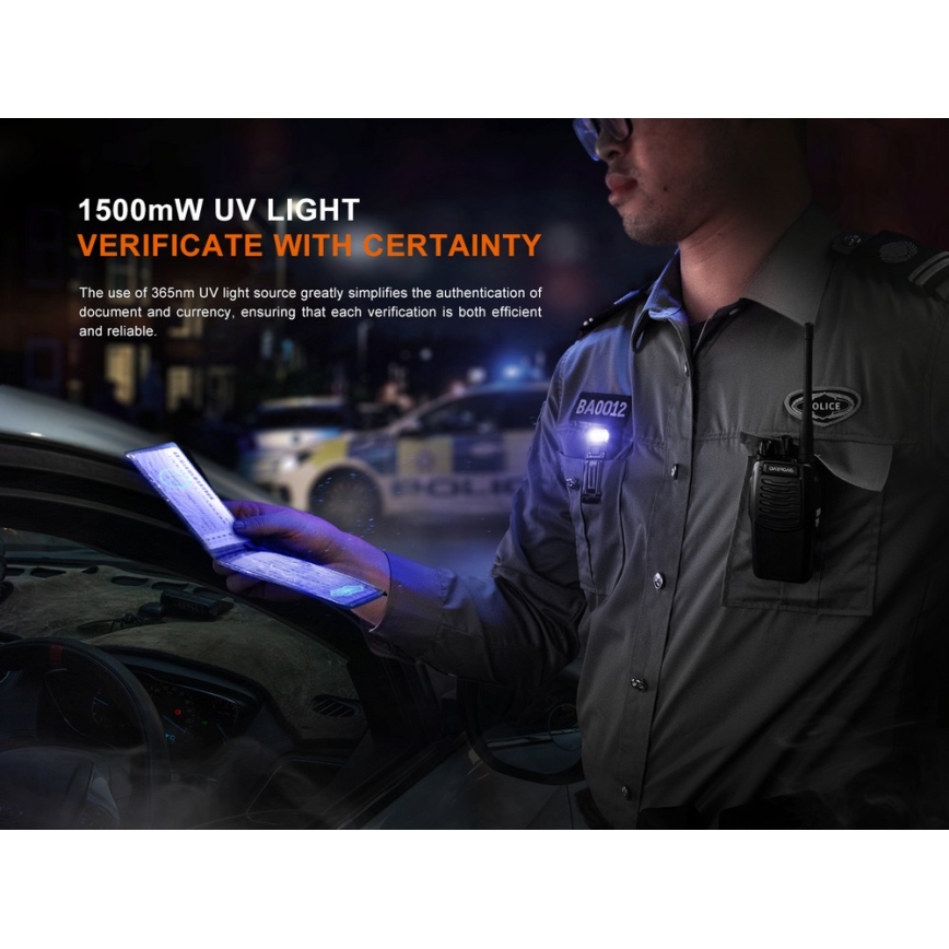 Fenix SW05RUVBLC - LED Aptumšojama uzlādējams lukturītis LED/USB IPX6 150 lm 49 h 700 mAh melna