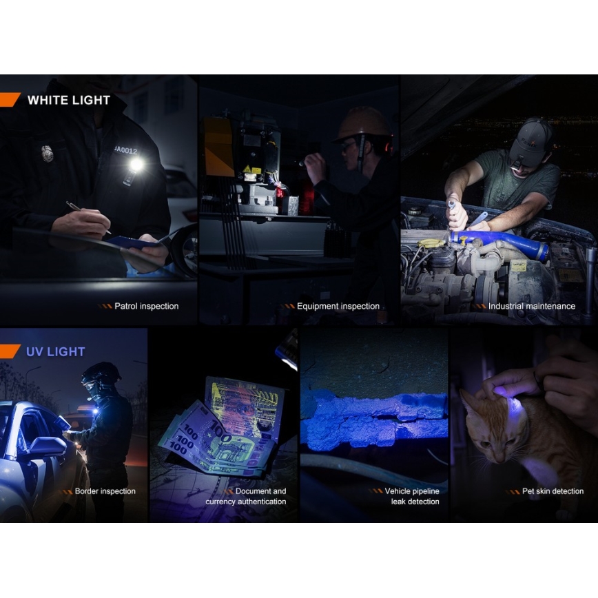 Fenix SW05RUVBLC - LED Aptumšojama uzlādējams lukturītis LED/USB IPX6 150 lm 49 h 700 mAh melna