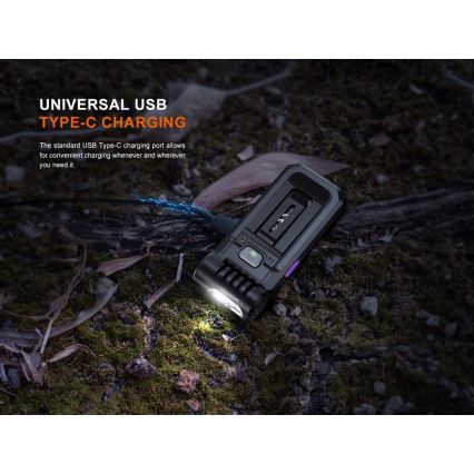 Fenix SW05RUVBLC - LED Aptumšojama uzlādējams lukturītis LED/USB IPX6 150 lm 49 h 700 mAh melna