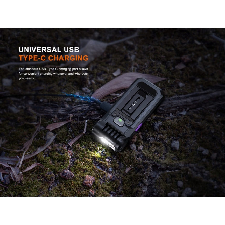 Fenix SW05RUVBLC - LED Aptumšojama uzlādējams lukturītis LED/USB IPX6 150 lm 49 h 700 mAh melna