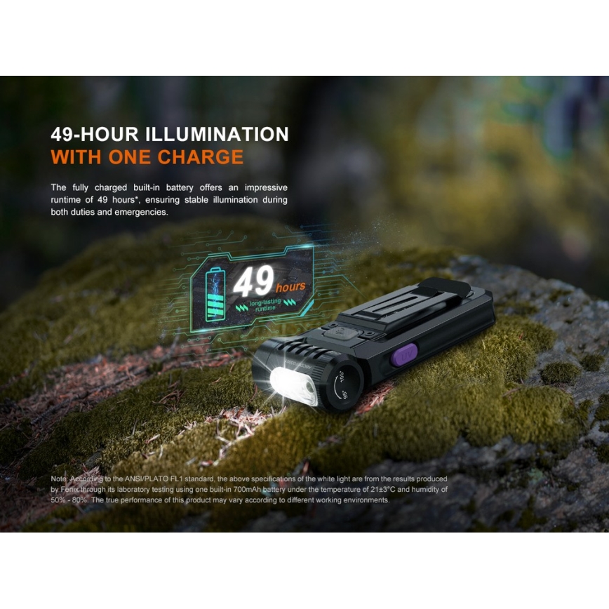 Fenix SW05RUVBLC - LED Aptumšojama uzlādējams lukturītis LED/USB IPX6 150 lm 49 h 700 mAh melna