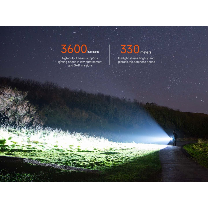 Fenix TK17BLK - LED uzlādējamais lukturis ar regulējamu spilgtumu LED/USB 6000 mAh IP68 3600 lm 60 h melns