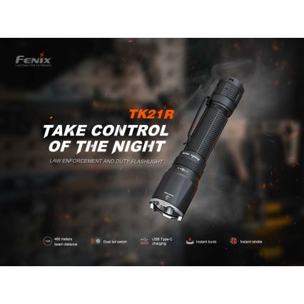 Fenix TK21RBLK - LED uzlādējams lukturis ar regulējamu spilgtumu LED/USB 6000 mAh IP68 3600 lm 72,5 h melns