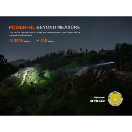 Fenix TK21RBLK - LED uzlādējams lukturis ar regulējamu spilgtumu LED/USB 6000 mAh IP68 3600 lm 72,5 h melns