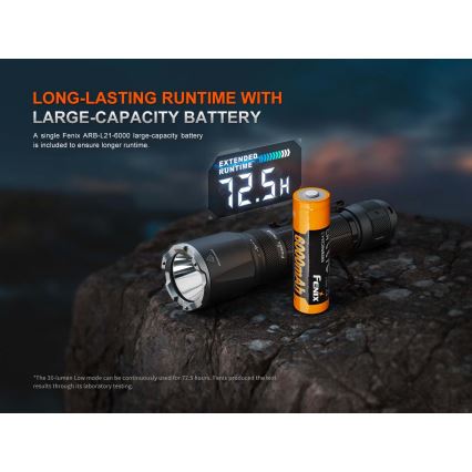 Fenix TK21RBLK - LED uzlādējams lukturis ar regulējamu spilgtumu LED/USB 6000 mAh IP68 3600 lm 72,5 h melns
