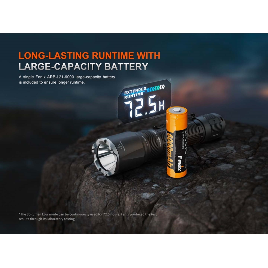 Fenix TK21RBLK - LED uzlādējams lukturis ar regulējamu spilgtumu LED/USB 6000 mAh IP68 3600 lm 72,5 h melns