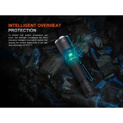 Fenix TK21RBLK - LED uzlādējams lukturis ar regulējamu spilgtumu LED/USB 6000 mAh IP68 3600 lm 72,5 h melns