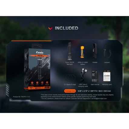 Fenix TK21RBLK - LED uzlādējams lukturis ar regulējamu spilgtumu LED/USB 6000 mAh IP68 3600 lm 72,5 h melns