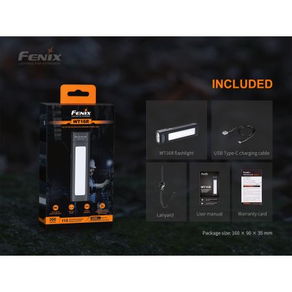 Fenix WT16R -  LED Uzlādējams gaismeklis 2xLED/USB IP66 300 lm 30 hrs