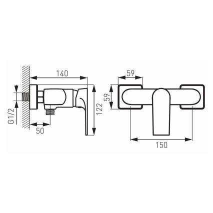 FERRO - Dušas jaucējkrāns ALGEO SQUARE, pulēts hroms