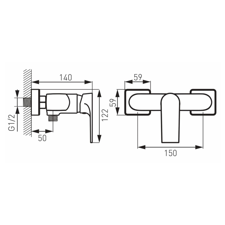 FERRO - Dušas jaucējkrāns ALGEO SQUARE, pulēts hroms