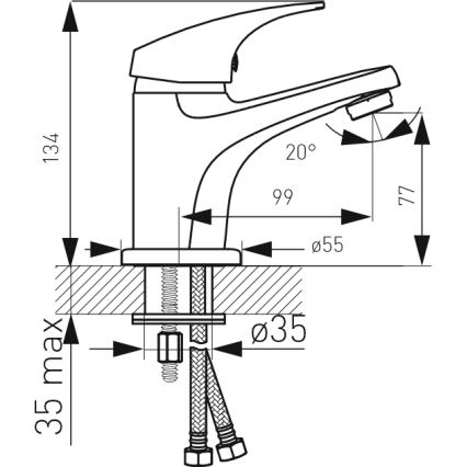 FERRO - Izlietnes jaucējkrāns + aizbāznis ONE spīdīgs hroms