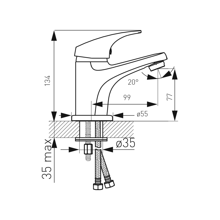 FERRO - Izlietnes jaucējkrāns + aizbāznis ONE spīdīgs hroms