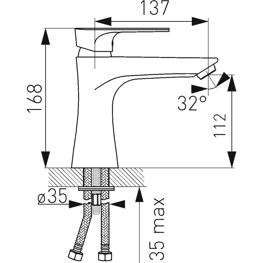 FERRO - Izlietnes jaucējkrāns + aizplūdes ventilis ALGEO SQUARE spīdīgs hroms
