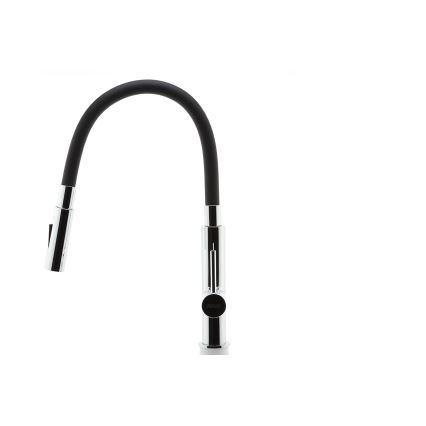 FERRO - Izlietnes krāns ar lokanu statīvu spīdīgi hromēts/melna