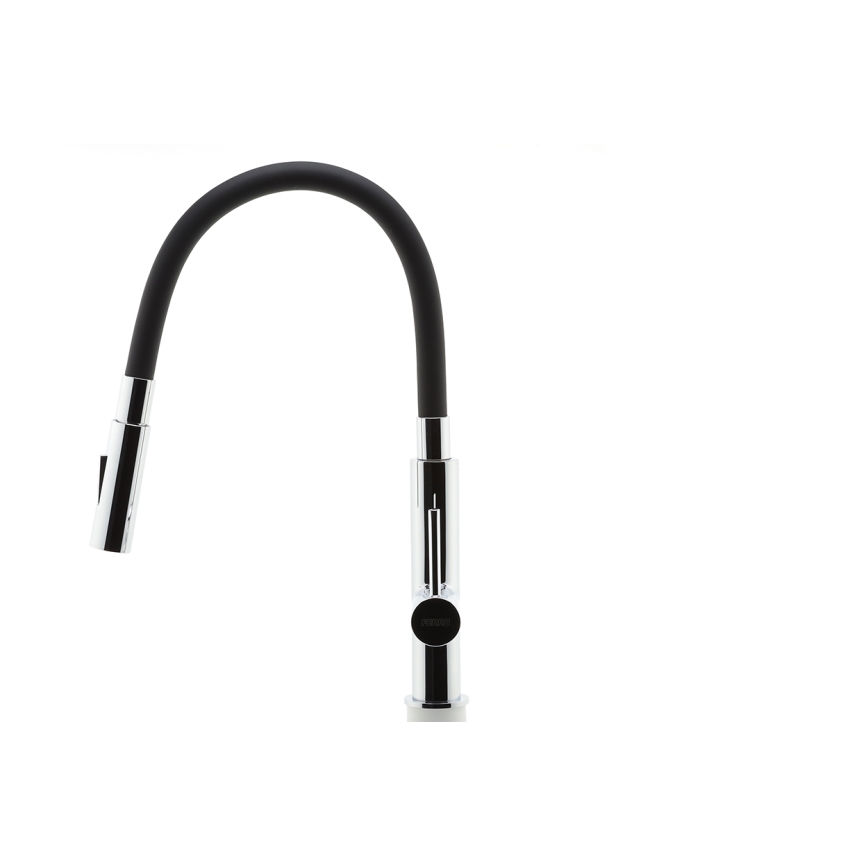 FERRO - Izlietnes krāns ar lokanu statīvu spīdīgi hromēts/melna