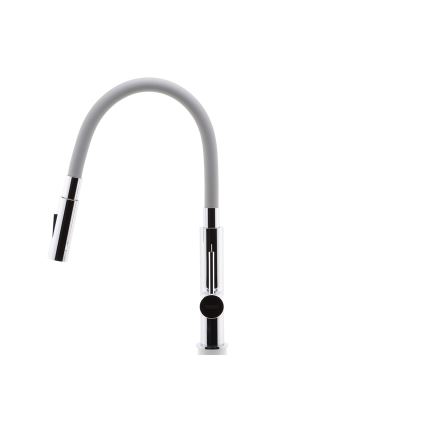 FERRO - Izlietnes krāns ar lokanu statīvu spīdīgi hromēts/pelēka