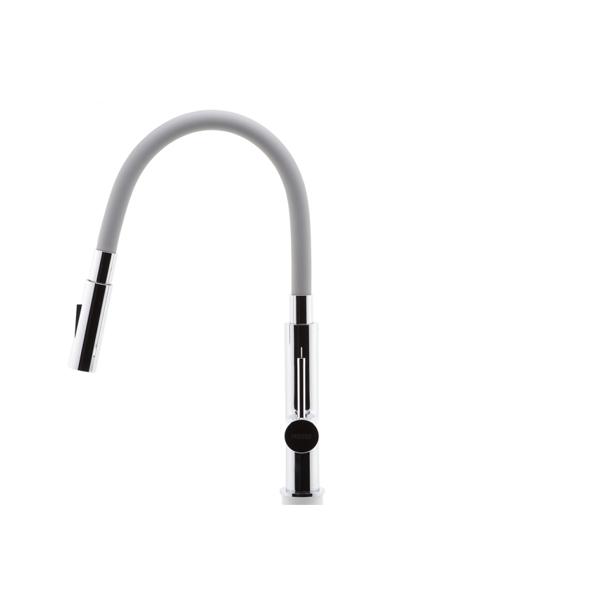 FERRO - Izlietnes krāns ar lokanu statīvu spīdīgi hromēts/pelēka