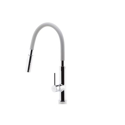 FERRO - Izlietnes krāns ar lokanu statīvu spīdīgi hromēts/pelēka