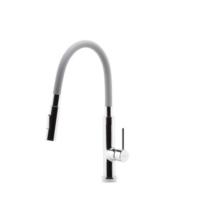 FERRO - Izlietnes krāns ar lokanu statīvu spīdīgi hromēts/pelēka