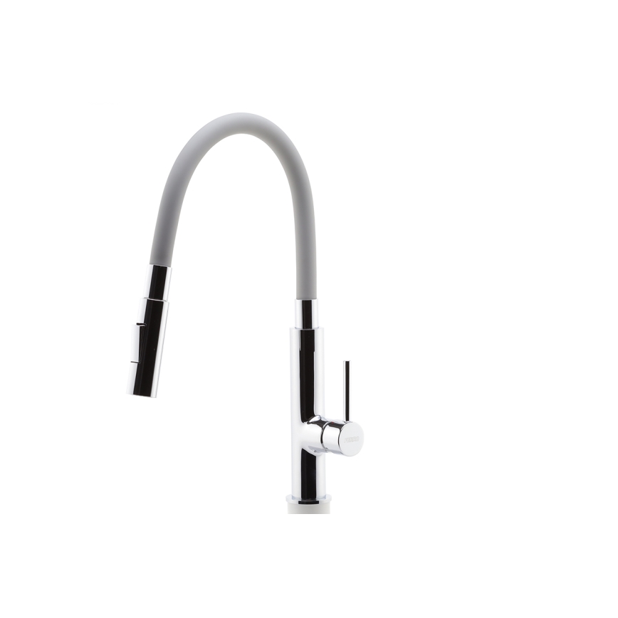 FERRO - Izlietnes krāns ar lokanu statīvu spīdīgi hromēts/pelēka