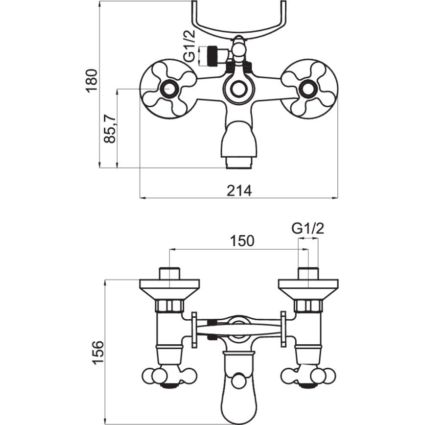 FERRO - Vannas komplekts ar jaucējkrānu ANTICA bronza