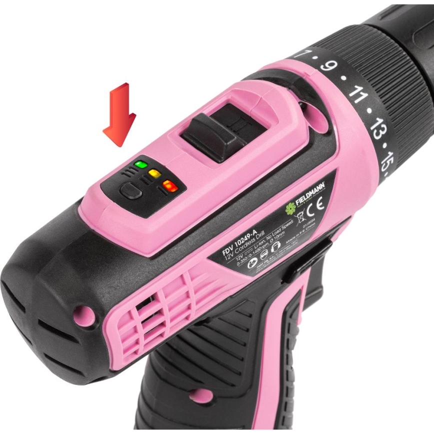 Fieldmann - Akumulatora urbjmašīna 12V 1500 mAh rozā/melna