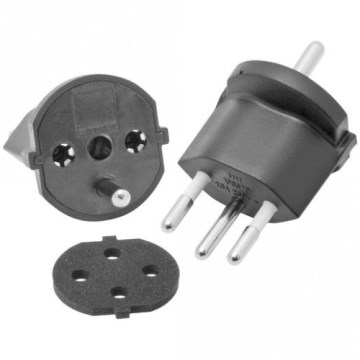 Fiksēts adapters Šveicei SCHUKO/J, 230 V, IP44, melns