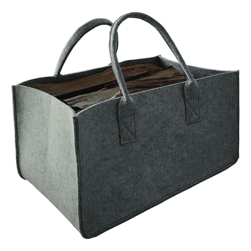 Filca koka grozs ar rokturiem 27x50 cm pelēka