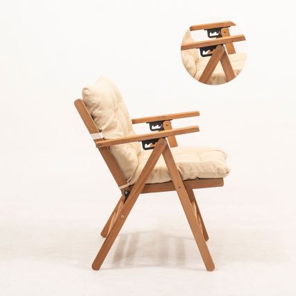 Folding dārzs krēsls ar pillow bēša/hornbeam
