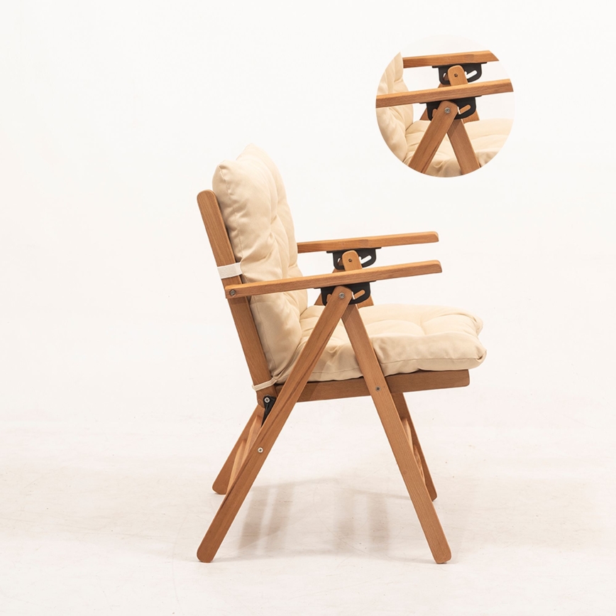 Folding dārzs krēsls ar pillow bēša/hornbeam