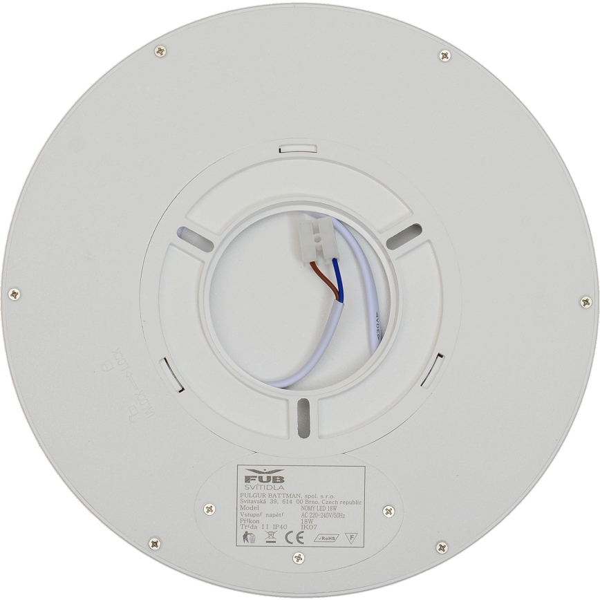 Fulgur 41810 - LED Griestu lampa NOMY LED/18W/230V 3000/4000/6000K IP40 d. 23 cm balta