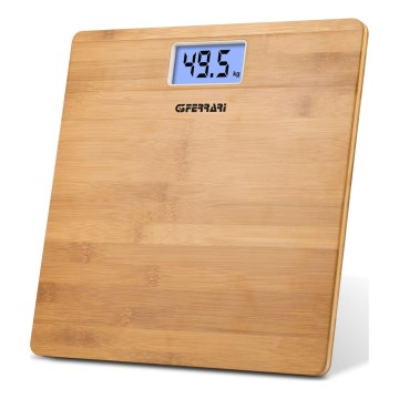 G3Ferrari G30042 - Precīzi digitālie personīgie svari ar bambusa virsmu, darbināmi ar 2x AAA baterijām
