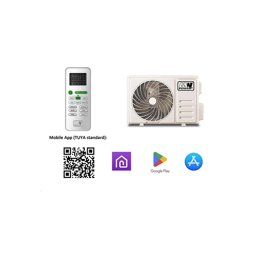 Gaisa kondicionieris 18K V1 5,2 kW Wi-Fi Tuya balts + tālvadība