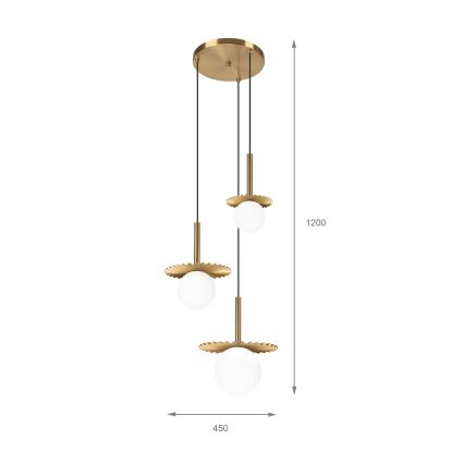Gaismeklis pie stieples CHITA 3xG9/5W/230V zelta