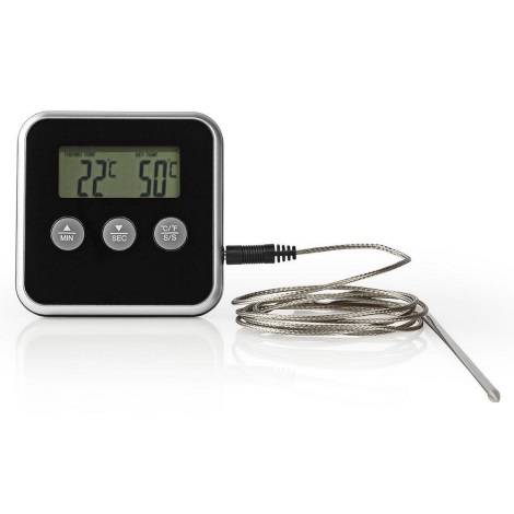 Gaļas termometrs ar ekrānu un taimeri 0-250 °C 1xAAA