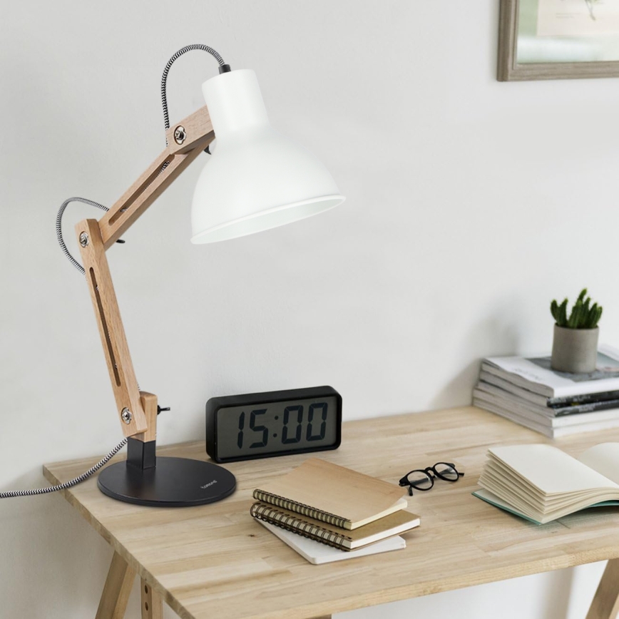 Galda lampa 1xE27/40W/230V balta/melna