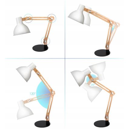 Galda lampa 1xE27/40W/230V balta/melna